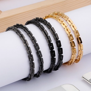 304 stainless steel Boston oval chain bracelets in black, gold and silver industrial style