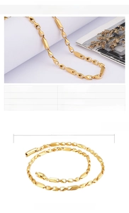 Detail view of 600mm gold stainless steel geometric chain with size and weight parameters