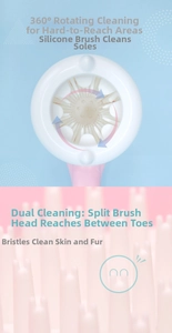 Detail of 360-degree rotating soft silicone bristles inside the pet paw cleaner cup
