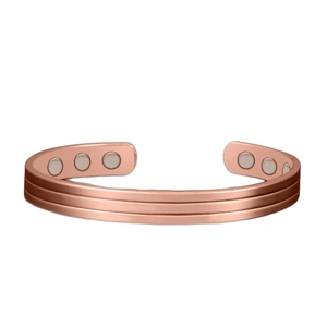 Minimalistisches Magnettherapie Armband in Roségold für Damen und Herren mit drei Linien