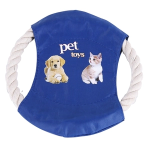 Durable cotton rope pet frisbee for dog training and chewing with colorful puppy patterns