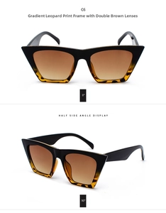 Detaillierte Vorder- und Seitenansicht der Übergroßen Sonnenbrille mit braunen Verlaufgläsern