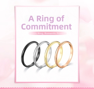 Polished titanium steel rings set in black, silver, gold, and rose gold finishes