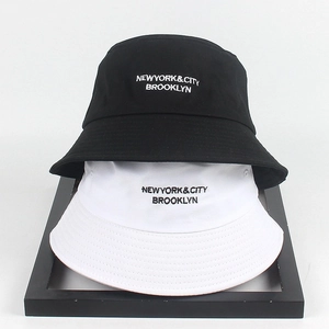 Bucket Hat Cotton Canvas Sun Protection Outdoor Street Style New York Brooklyn Embroidery For Men Women