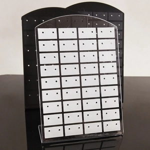 72-hole acrylic earring display stand organizer in transparent and black finish