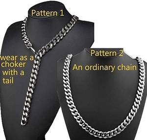 Detailed demonstration of cuban link chain worn as a choker and ordinary necklace