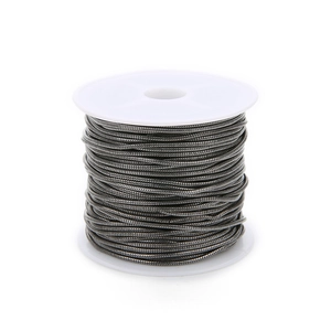 Detailed view of gunmetal plated copper snake chain on a large spool for DIY jewelry