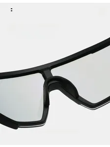 Macro detail of comfortable integrated nose pads on black cycling sunglasses