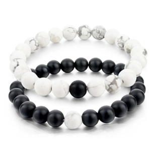 Handmade 8mm Natural Stone Bead Couple Bracelets Matte Black Agate White Turquoise Lava Stone Tiger Eye Jewelry Men Women