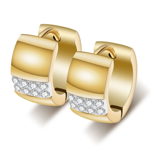 7mm gold-plated stainless steel hoop earrings featuring double rows of sparkling crystals
