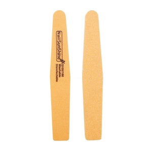 Detail of washable orange 100/180 grit nail files showing the abrasive texture and labeling