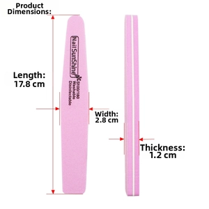 Pink diamond nail file 100/180 grit, size 17.8x2.8x1.2cm, double-sided washable sponge