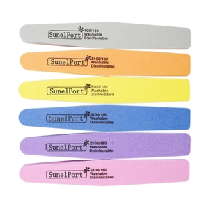 Set of six professional washable 100/180 grit diamond-shaped nail files in assorted colors