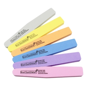 Set of 6 colorful double-sided 100/180 grit washable sponge nail files for manicure