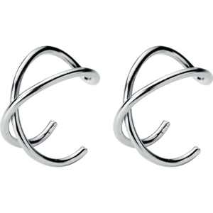 Polished S925 sterling silver double layer cross ear cuff for non-pierced ears