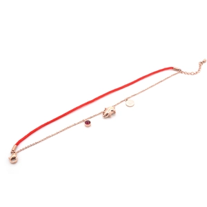 Rose gold double-layer zodiac pig bracelet with red rope and red zircon charm