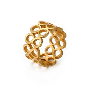 Hollow Infinity Ring 316L Stainless Steel 18K Gold Plated Trendy Geometric Streetwear Band Jewelry For Women Men