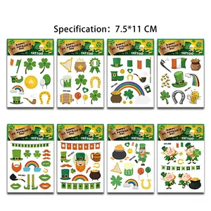 Kids St. Patrick's Day waterproof shamrock and leprechaun tattoo sticker set