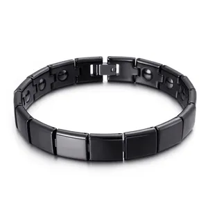 Minimalist 316L Stainless Steel Ceramic Bracelet With Magnetic Stones Geometric Link Unisex Classic Polished Jewelry