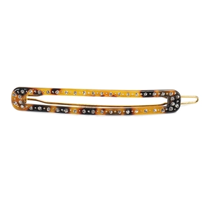Tortoiseshell acetate hair clip with sparkling rhinestones and gold metal base