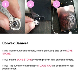 Detailed guide on using a phone camera to project 100 languages of I Love You from the necklace