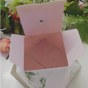 European marble pattern hexagon candy gift box for wedding favors with gold accents