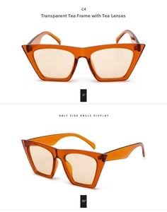 Detailansicht der quadratischen Übergroße Sonnenbrille mit transparentem Tee-Rahmen