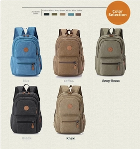 Canvas backpack details showing high-quality fabric in five versatile color options