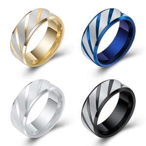 Detail view of 8mm couple rings showing diagonal brushed finish and polished edges