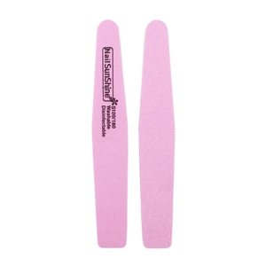 Two pink 100/180 grit nail sponge buffers with washable and disinfectable features