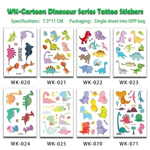 Set di 8 tatuaggi temporanei di dinosauri impermeabili adesivi per bambini 7,5x11cm