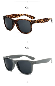 Close-up of leopard pattern and matte gray retro sunglasses showing side temple details