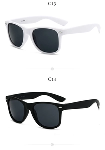 Detailed comparison of white and black Wellington sunglasses with silver rivet accents