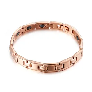 Magnetic Therapy Bracelet For Women Stainless Steel 18K Gold Plated Health Jewelry Geometric Simple Two Tone Elegant