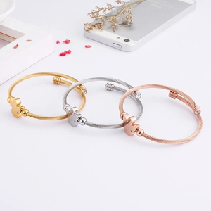 Twisted Cable Rope Bangle Stainless Steel Angel Silhouette Open Adjustable Bracelet With Zircon Simple Fashion For Women