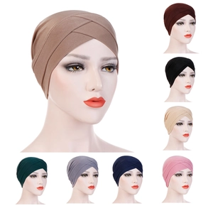 Elastic criss-cross turban hijab caps for women in various colors for elegant headwear