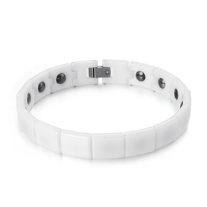 White ceramic magnetic therapy bracelet with titanium steel clasp for men and women