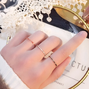 Modern Titanium Steel Enamel Ultra Thin Band Ring For Women Rose Gold Geometric Finger Ring Minimalist Stacking Jewelry Gift