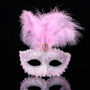 Masquerade Mask Feather Lace Plastic Costume Accessories For Halloween Christmas Party Performance Elegant Vintage For Women