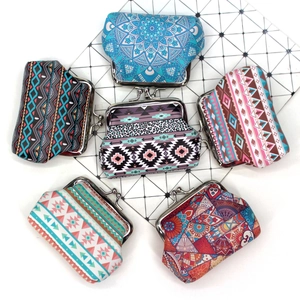 Ethnic vintage coin purses with colorful mandala patterns and retro metal clasps