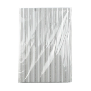 Pack of grey rectangular sponge nail buffers in clear plastic film packaging for manicure