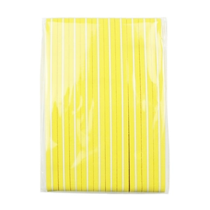 Bulk pack of yellow sponge nail buffers in transparent plastic packaging for professional use