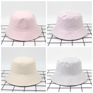 Reversible Gingham Bucket Hat Cotton Canvas Double Sided Wide Brim Sun Protection Outdoor Summer Chic For Women Men