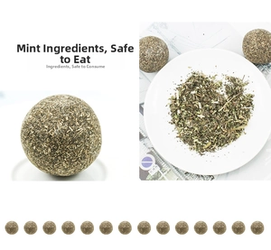 Detailed view of dried catnip balls showing natural plant fiber and compressed texture