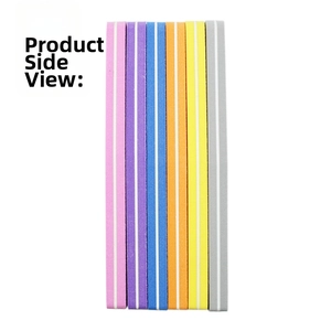 Detail view of double-sided diamond nail files in seven vibrant colors with layered core