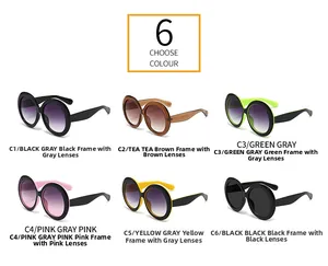 Présentation de lunettes de soleil rondes oversize en six différentes couleurs tendance