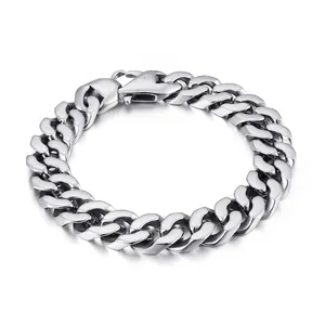 Classic Men Cuban Link Chain Bracelet High Polished 316L Stainless Steel Hip Hop Streetwear Punk Style Masculine Jewelry