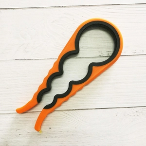Orange 4-in-1 multi-functional non-slip plastic jar opener for various bottle caps