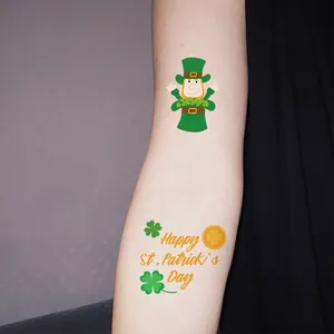 Kids St. Patrick's Day waterproof temporary tattoos with leprechaun and clover designs