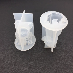 Macro detail of flexible silicone 3D French Bulldog mold set for resin or plaster DIY